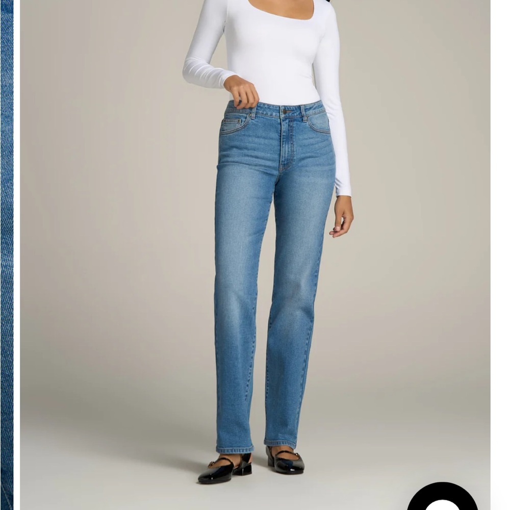 American Tall Harper High Rise Straight Stretch Tall Jeans in Colorado Blue